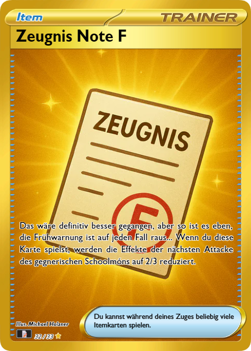 Zeugnis Note F Gold